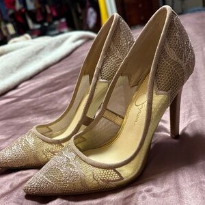 Jessica Simpson Beige Lace Heels